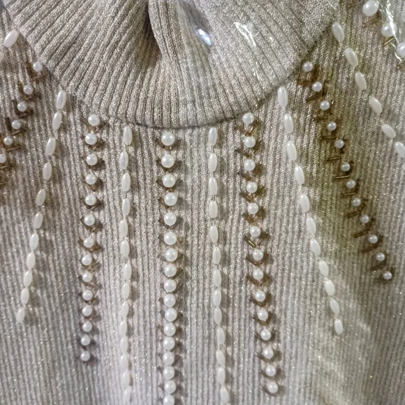 Cable & Gauge Gold Tank Top with Beaded Accents - Picture 2 of 6